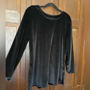 Small Black Velvet Top with slits on the bottom sides